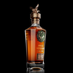 Ducks Unlimited logo overlaying a bottle of premium Kentucky Bourbon celebrating conservation efforts.